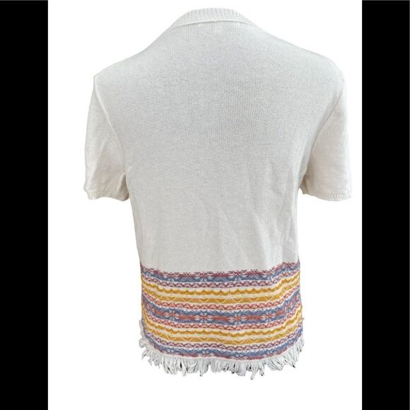 MADEWELL Fringe Jacquard Short Sleeve Sweater Size S - Picture 9 of 11